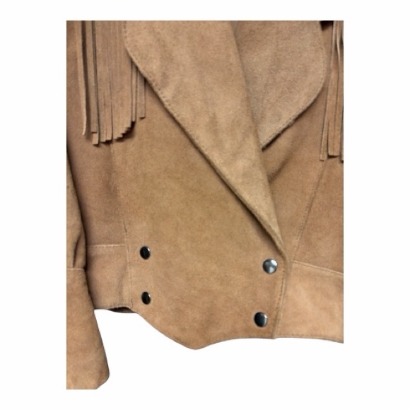 Vintage Burlington Tan Suede Fringe Jacket Size Small - Picture 3 of 8